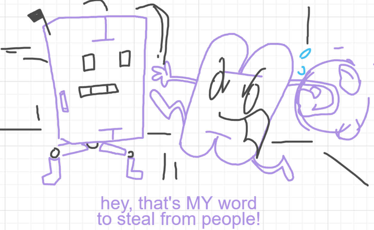 A panel from I've Been Everywhere, Man, episode nine of the Board Boards object show by Furretwalk/WalkingFurret.